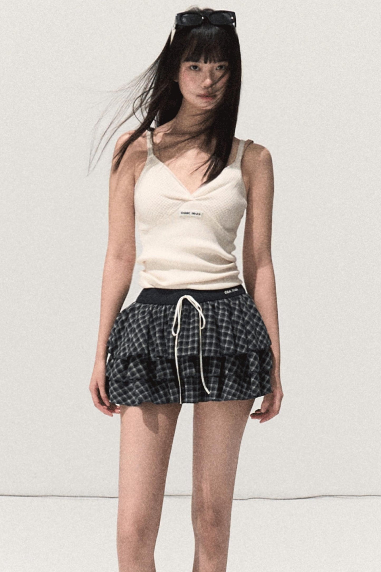 Shrine Plaid Woolen Cake A-Line Skirt