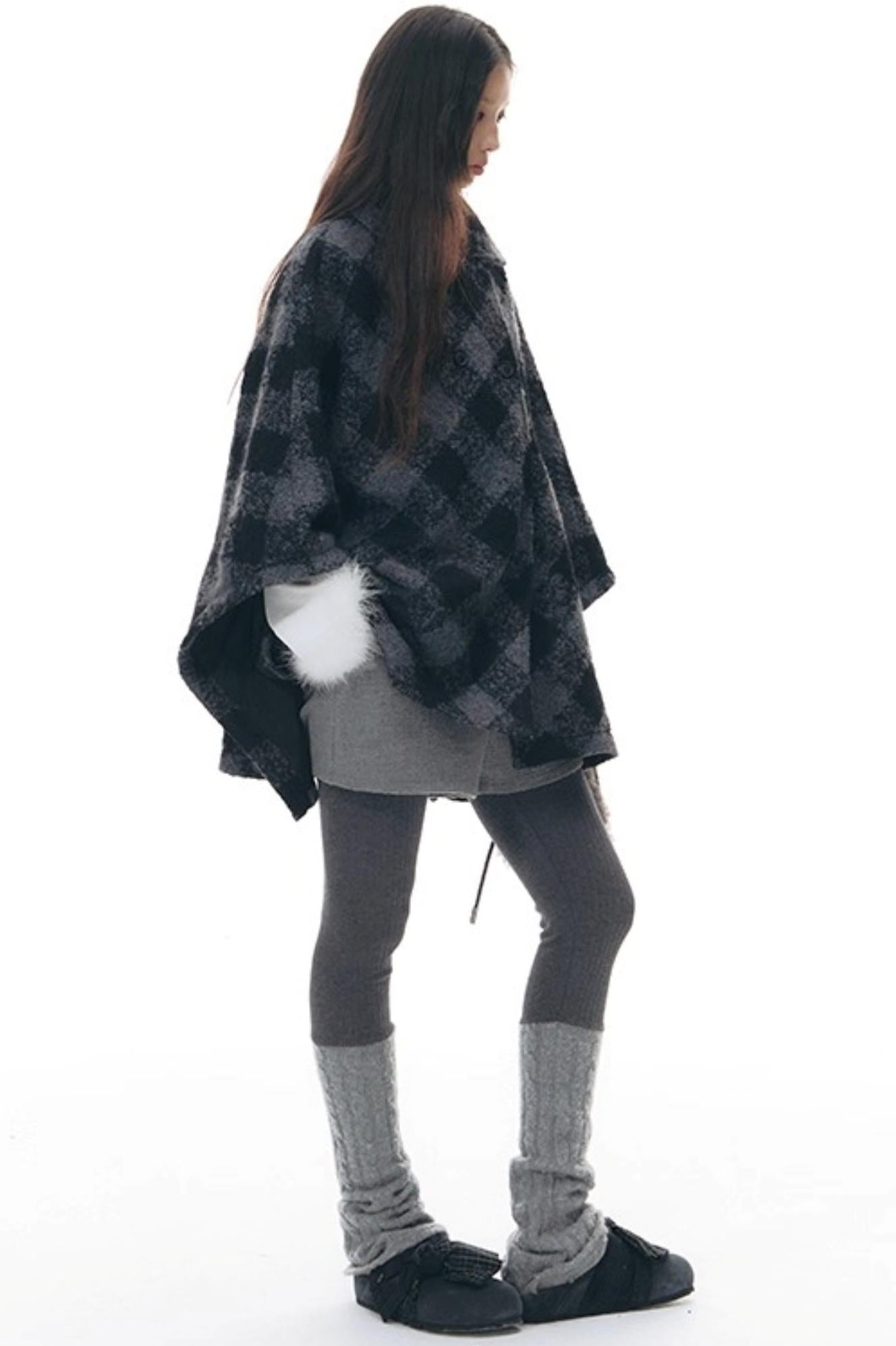 Plaid Cape Winter Coat
