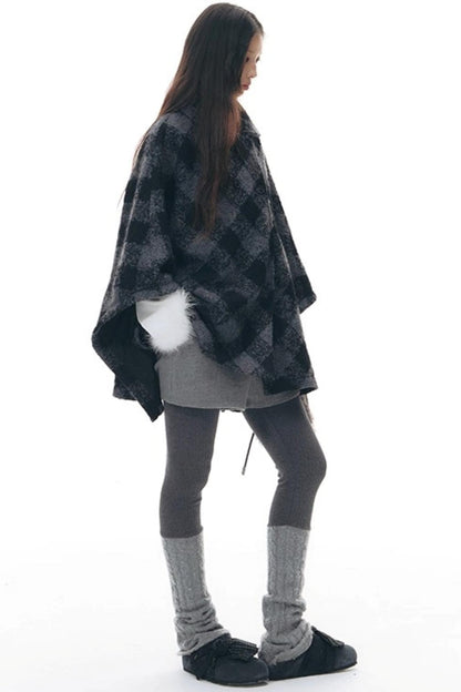 Plaid Cape Winter Coat