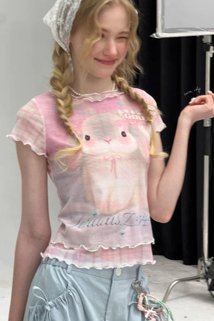 Summer Plaid Mesh Tee