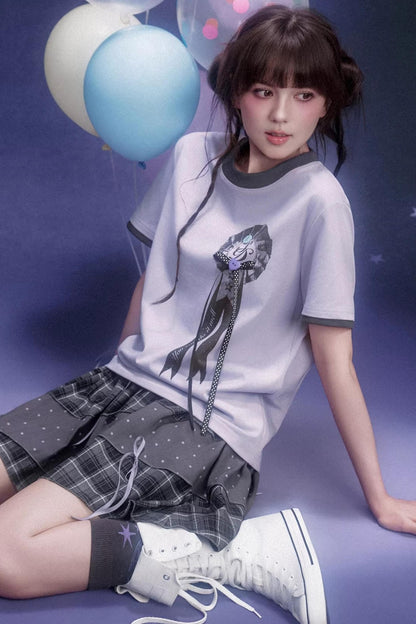 Gray Plaid Pumpkin Pants Skirt