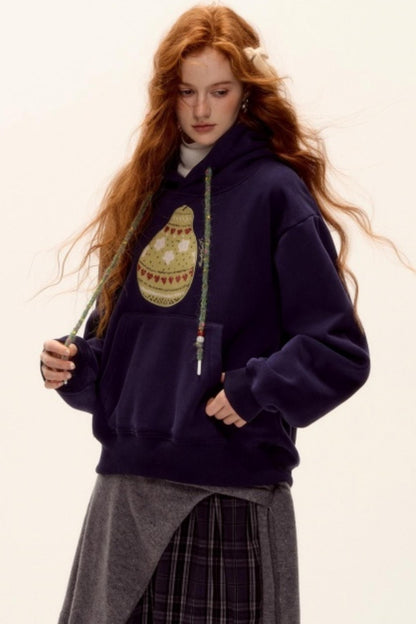 Brushed Fair Isle Knit Hoodie Sweater