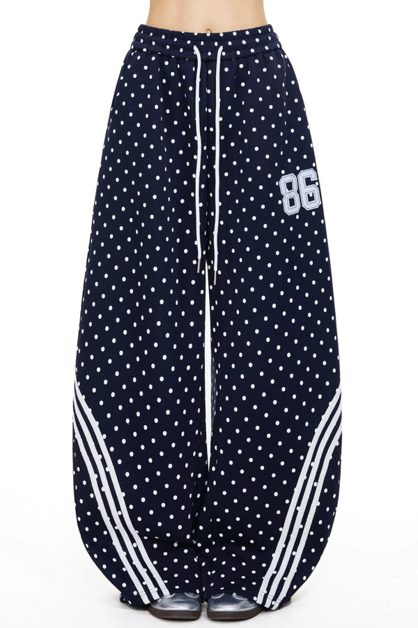 Retro Star-Striped Wide-Leg Pants