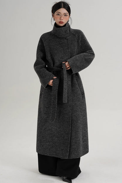 Elegant Athens Gray Wool Coat