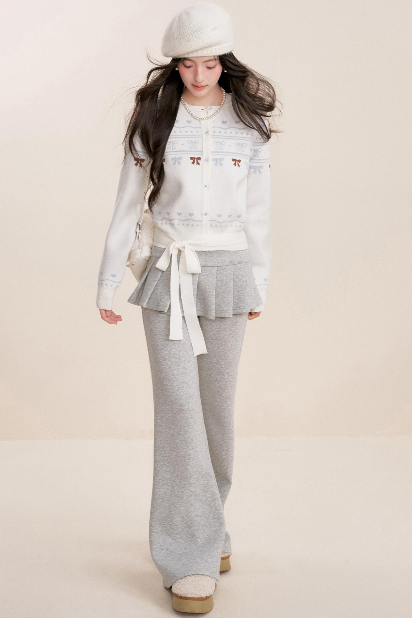 Pure Hand-Painted Jacquard Crew Neck Sweater