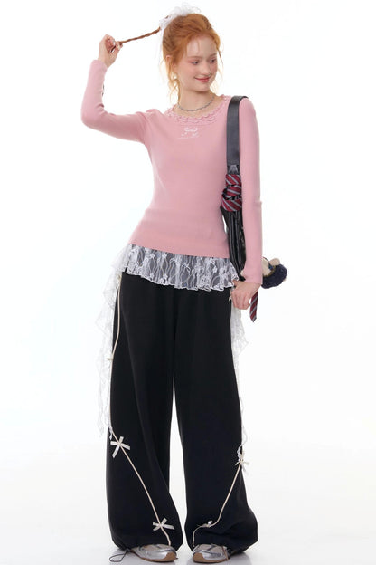 High-Waisted Wide-Leg Sports Sweatpants