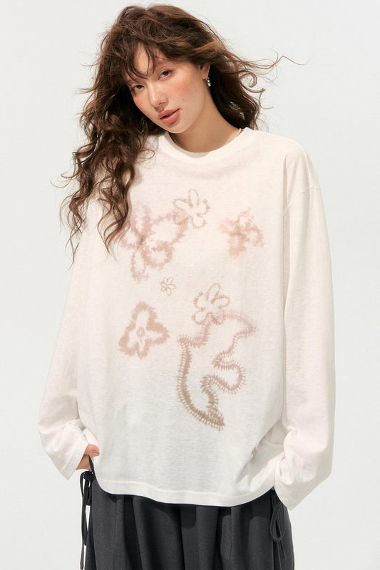 Lazy Sleeve Contrast Crew Neck Top