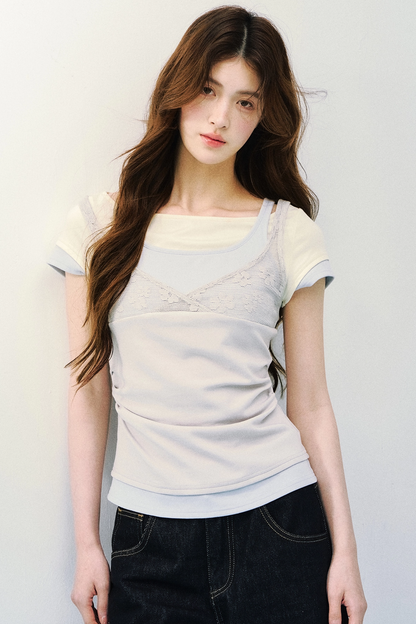 Canotta a maglia con pizzo