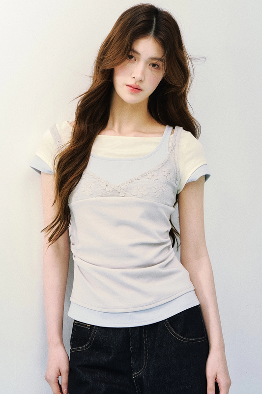 Top camisola de punto con encaje