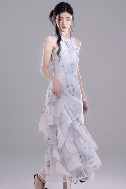 Fluid Floral Cascade Dress