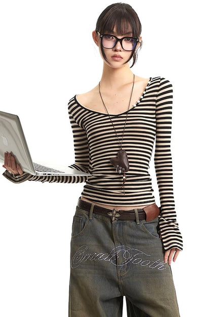 Striped V-Neck Tee