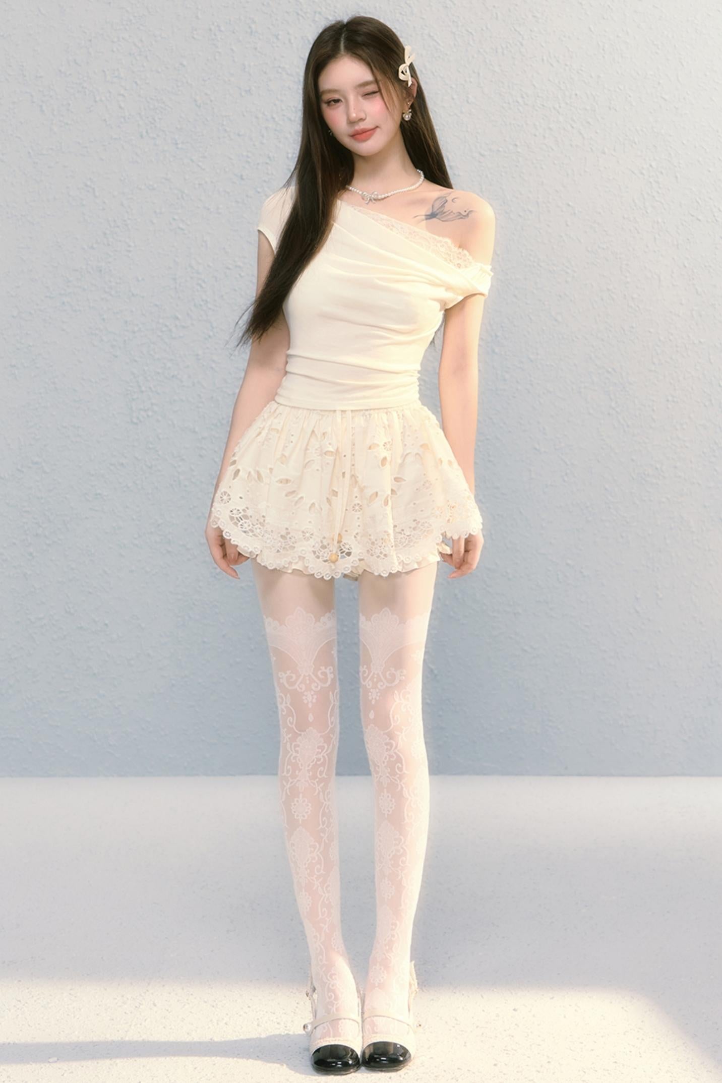 Summer Embroidered Lace Bloomer Skirt