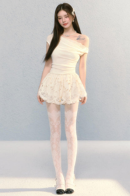 Summer Embroidered Lace Bloomer Skirt