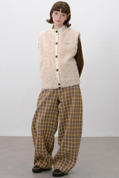 Furry Ribbed Winter Vest Coat