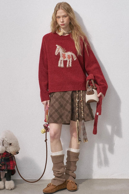 Plaid Wool A-Line Skirt