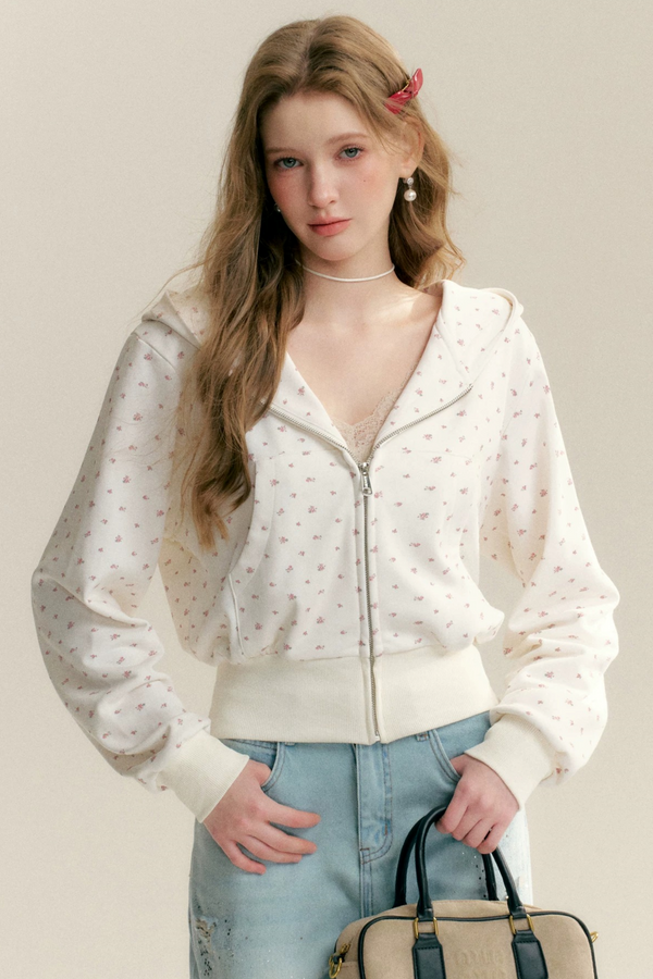 Floral Hooded Cardigan Jacket