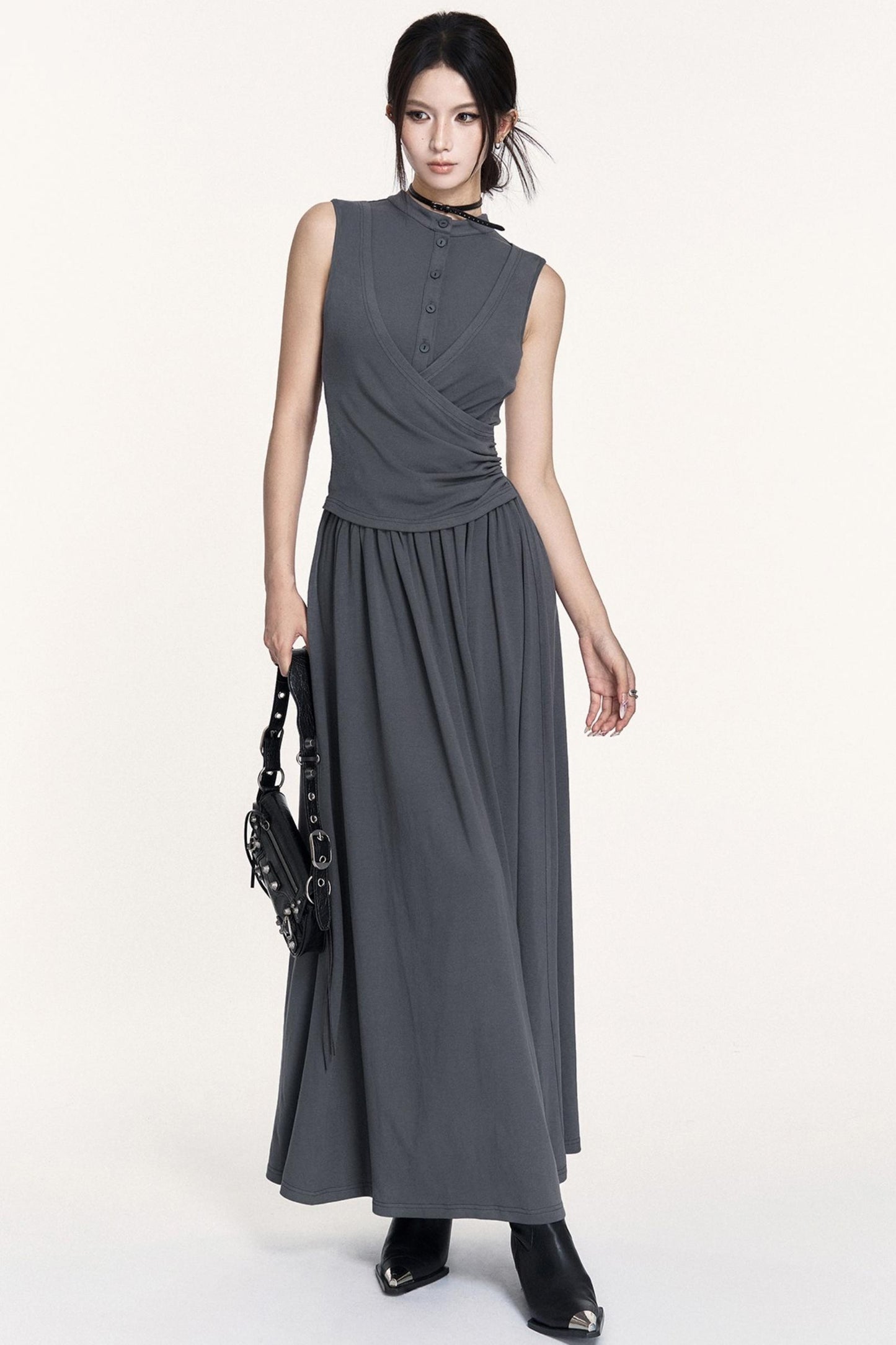 Light Silhouette Stretch Knit Vest Dress