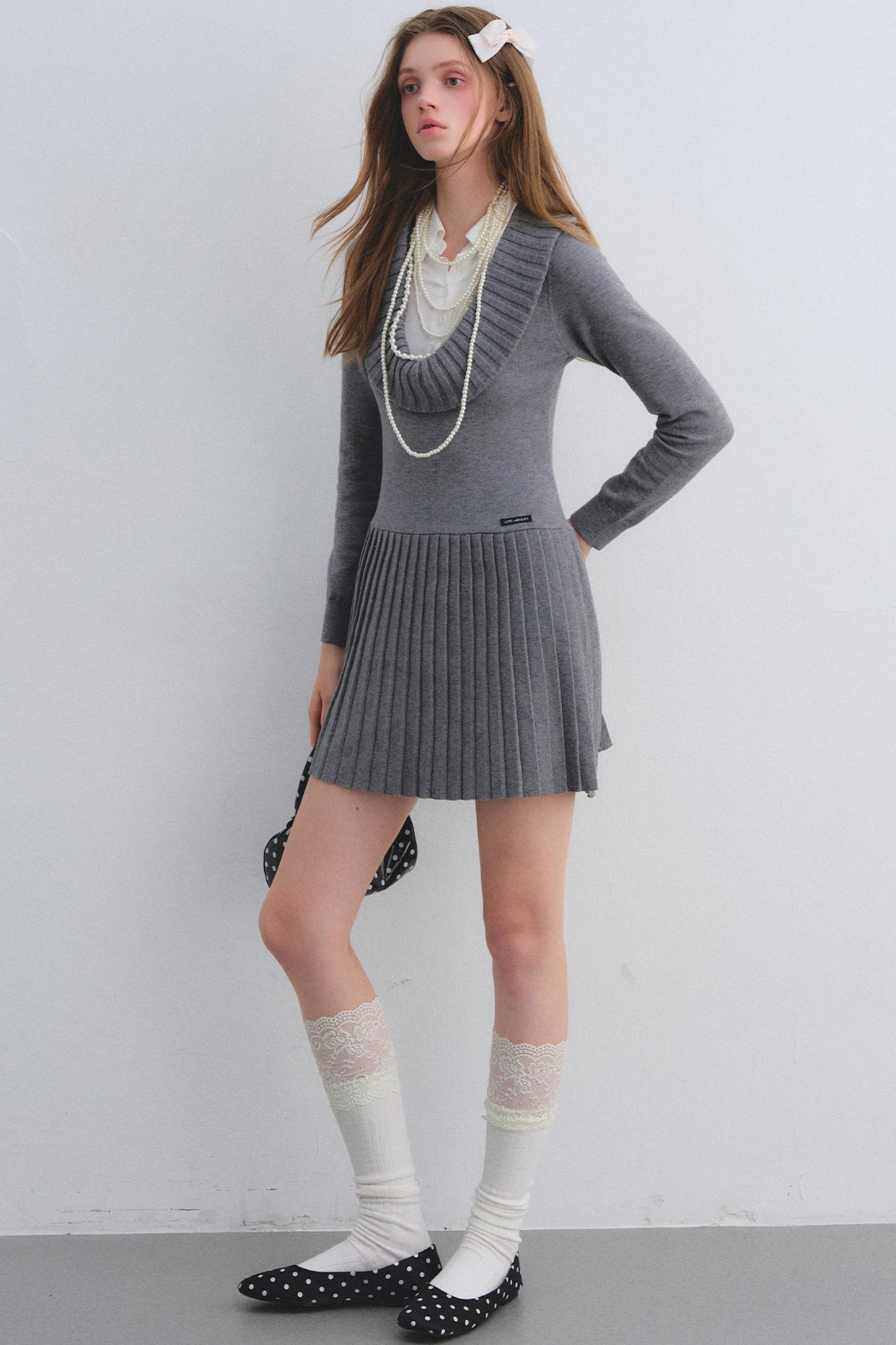 Patchwork Knitted Pleated Dress