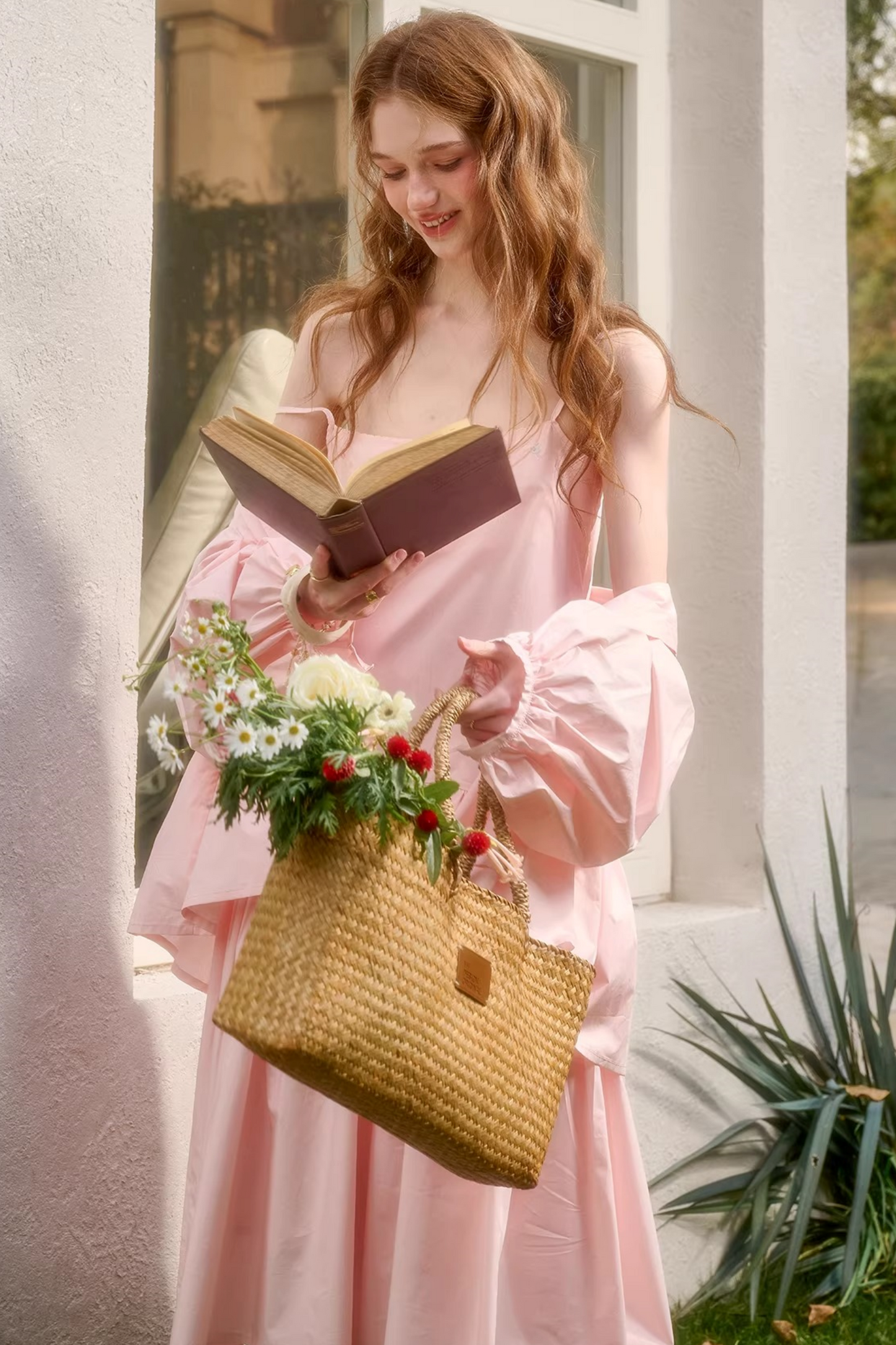 베이비 핑크 코튼 드레스 셋업