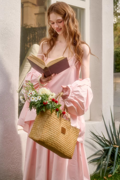 베이비 핑크 코튼 드레스 셋업