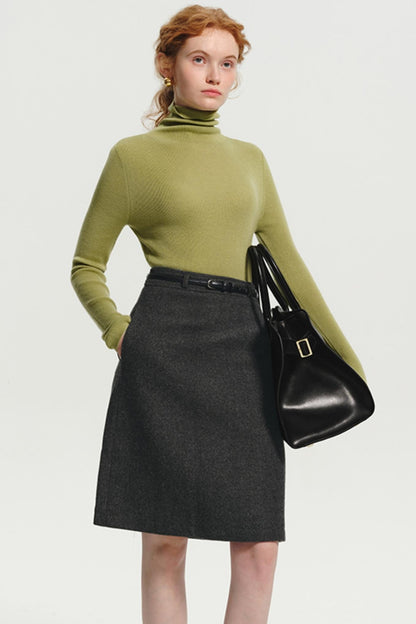 Maillard Slim Suit Wool Midi Skirt