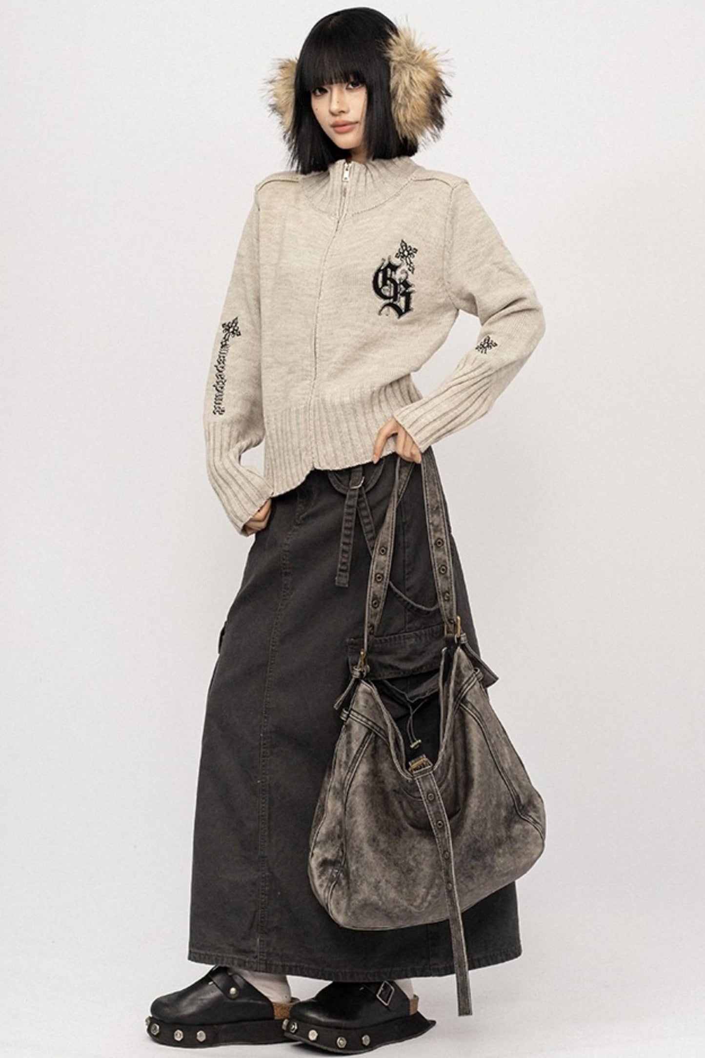 Vintage Spice Jacquard Knitted Cardigan