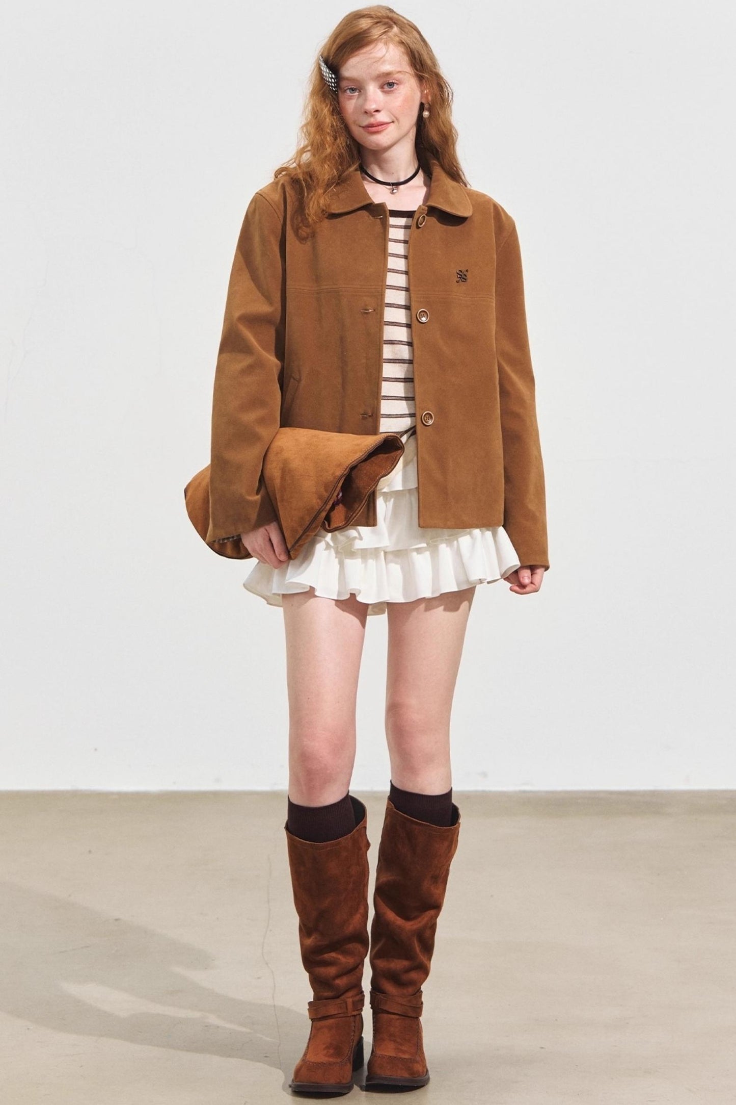 Suede Doll Collar Jacket