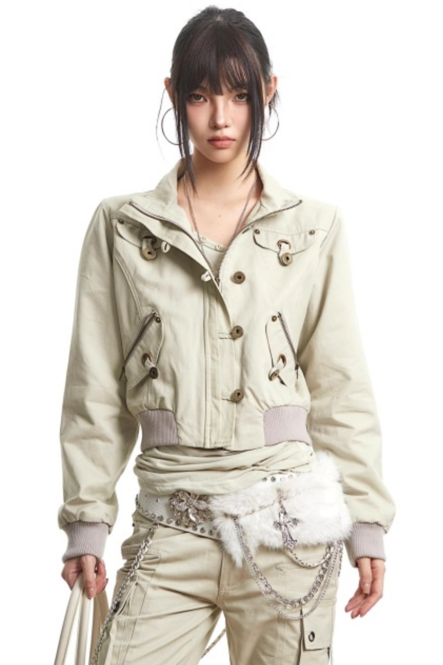 Retro Light Green Hooded Jacket