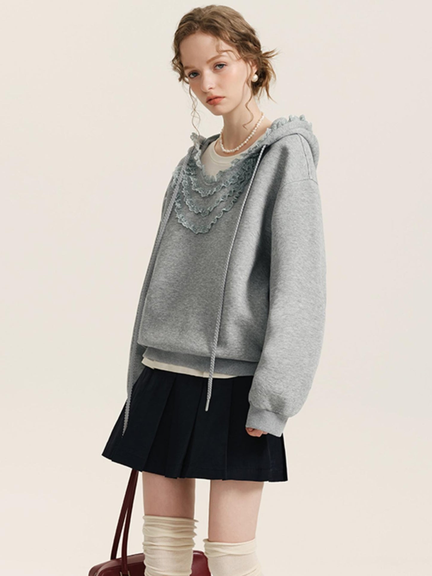 FUNGUS COLLAR HOODED SWEATSHIRT SET-UP