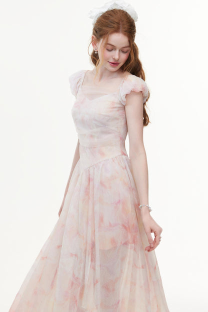 Pink Chiffon A-Line Dress