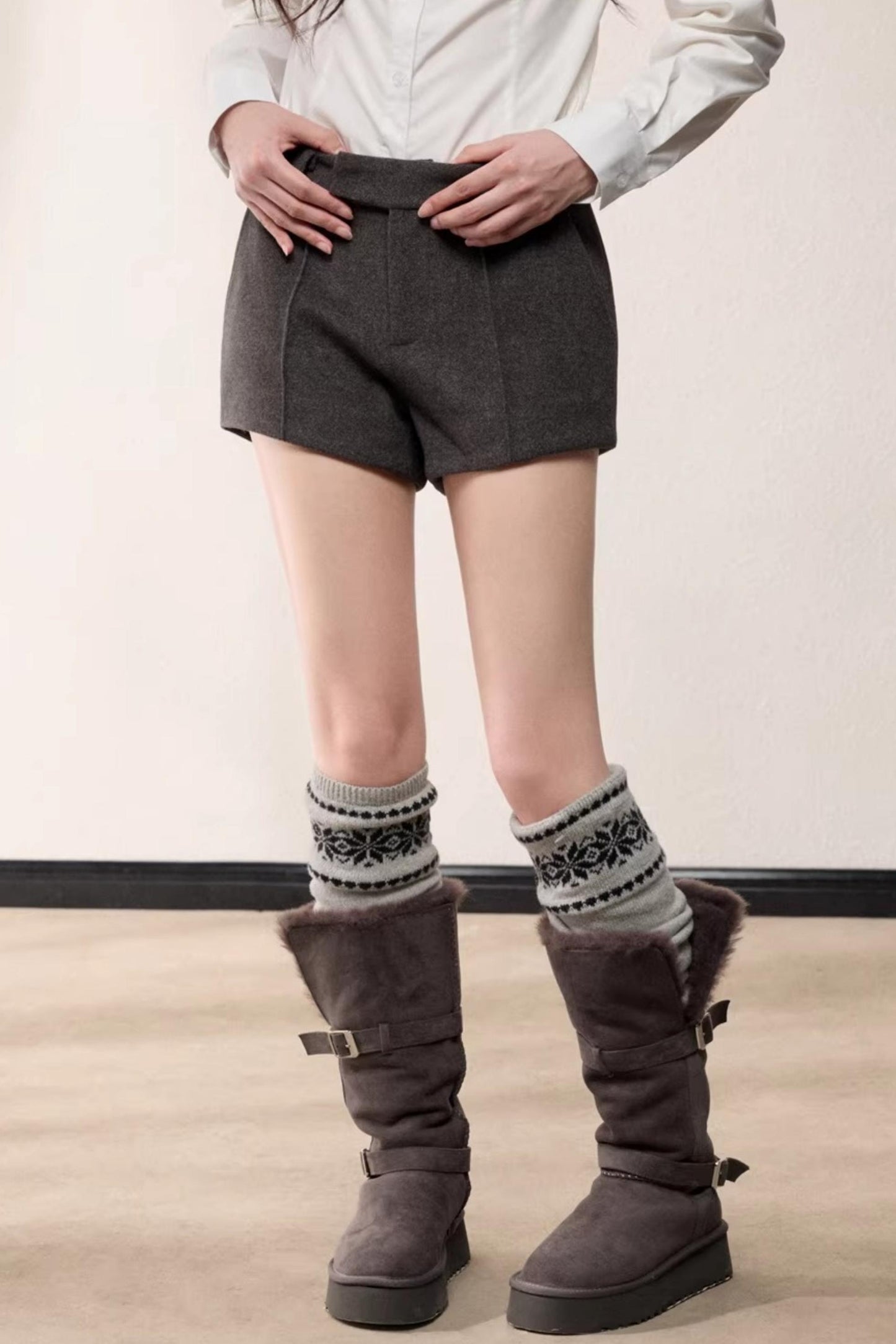 Retro High-Waisted Suit Shorts