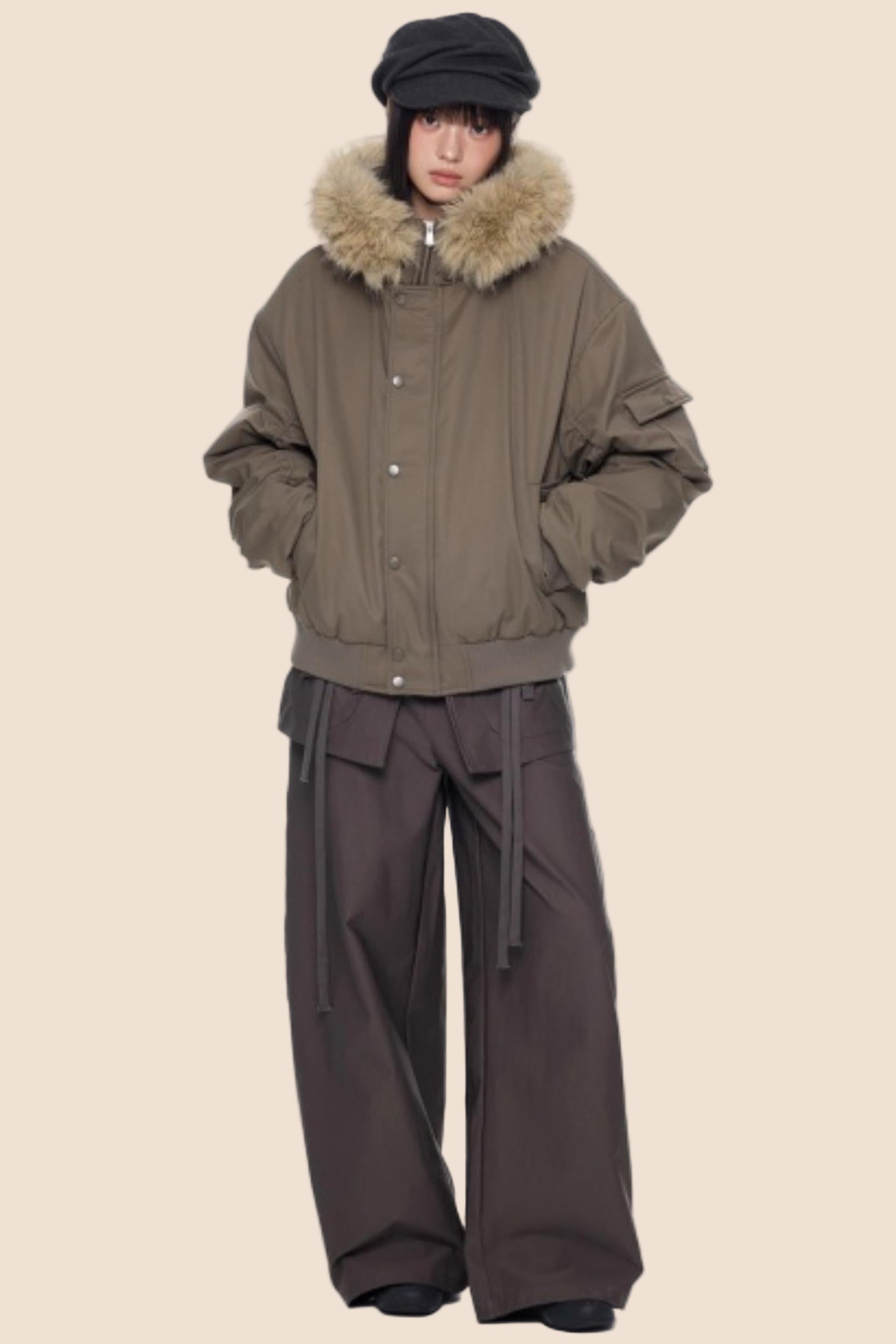 Fur Collar Hooded Cotton Jacket