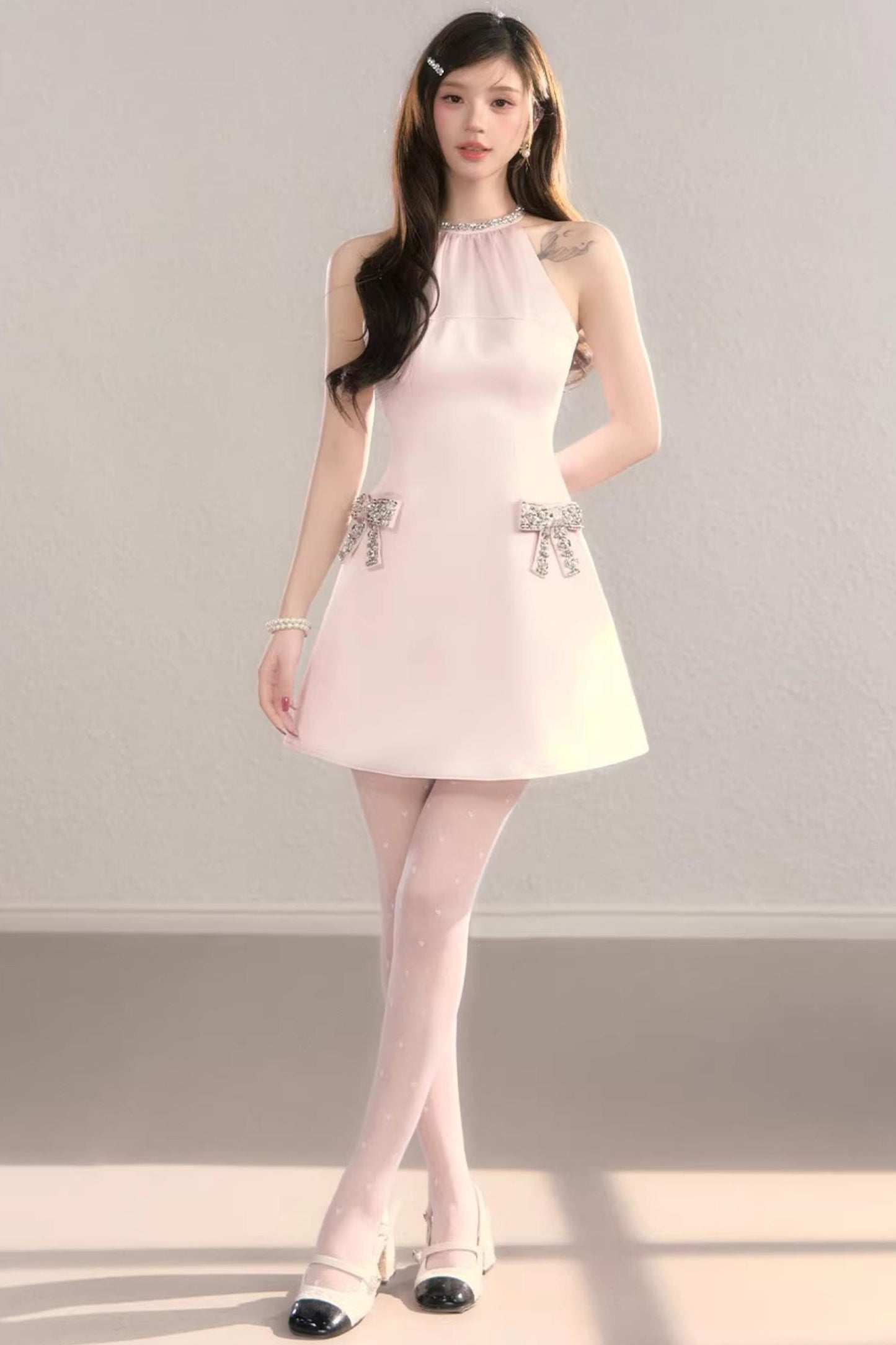 Sparkling Satin Halter Dress