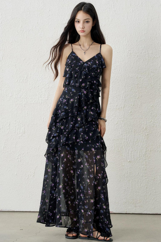 Black and Purple Floral Dress