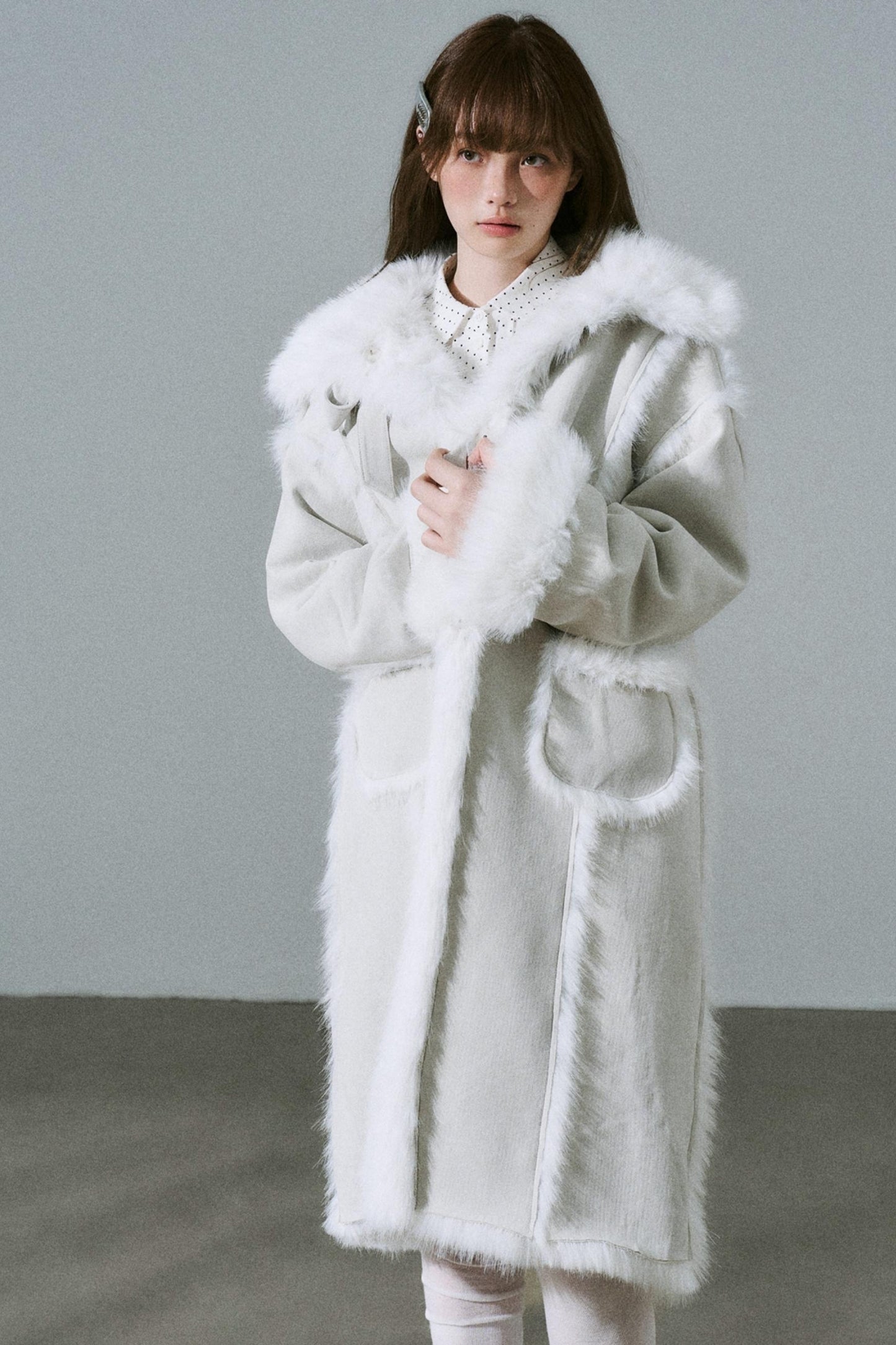 Sweet Silver Grey Fur Jacket