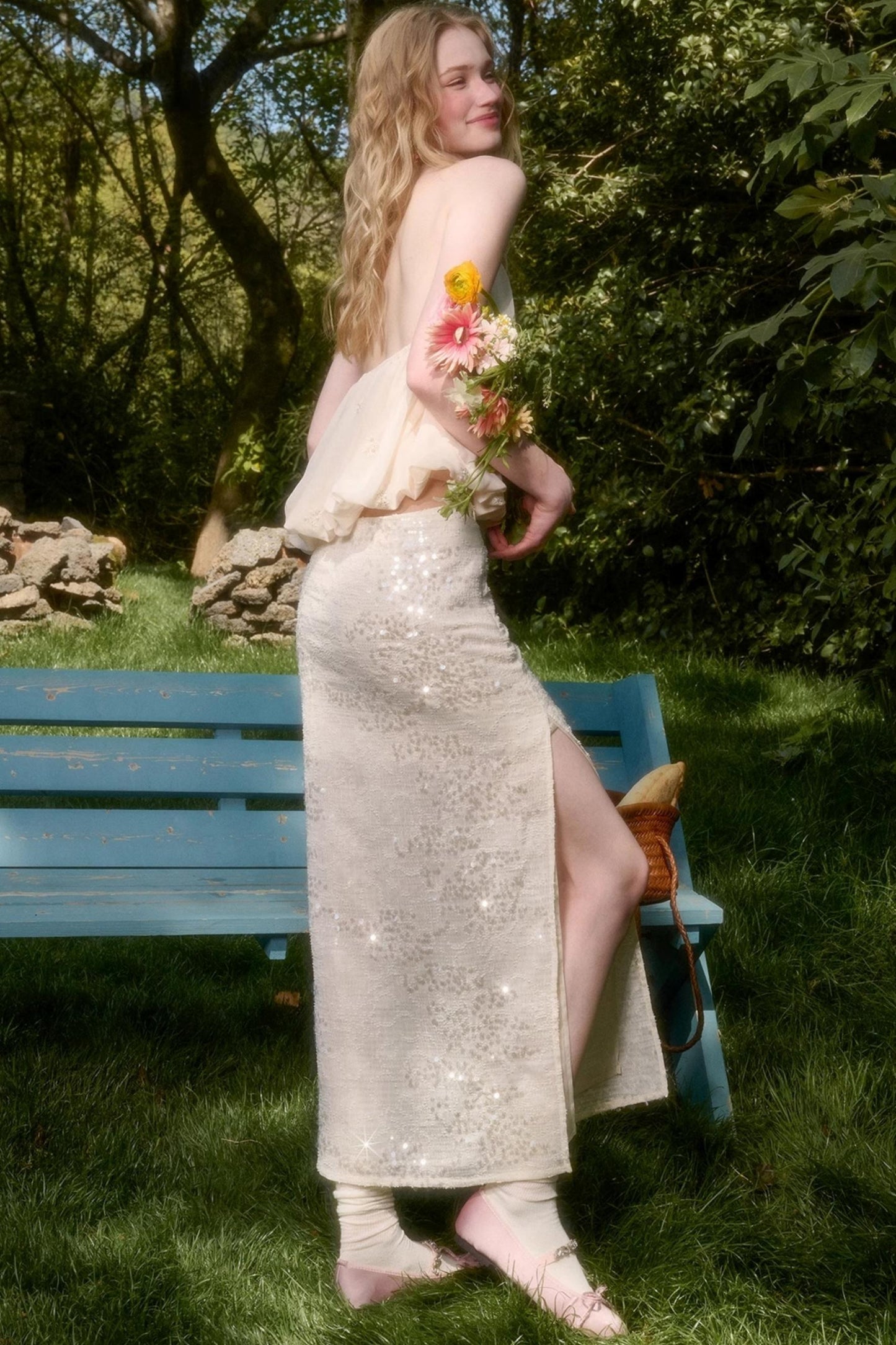 Celestial Slouchy Suit With Knit Skirt Set-Up