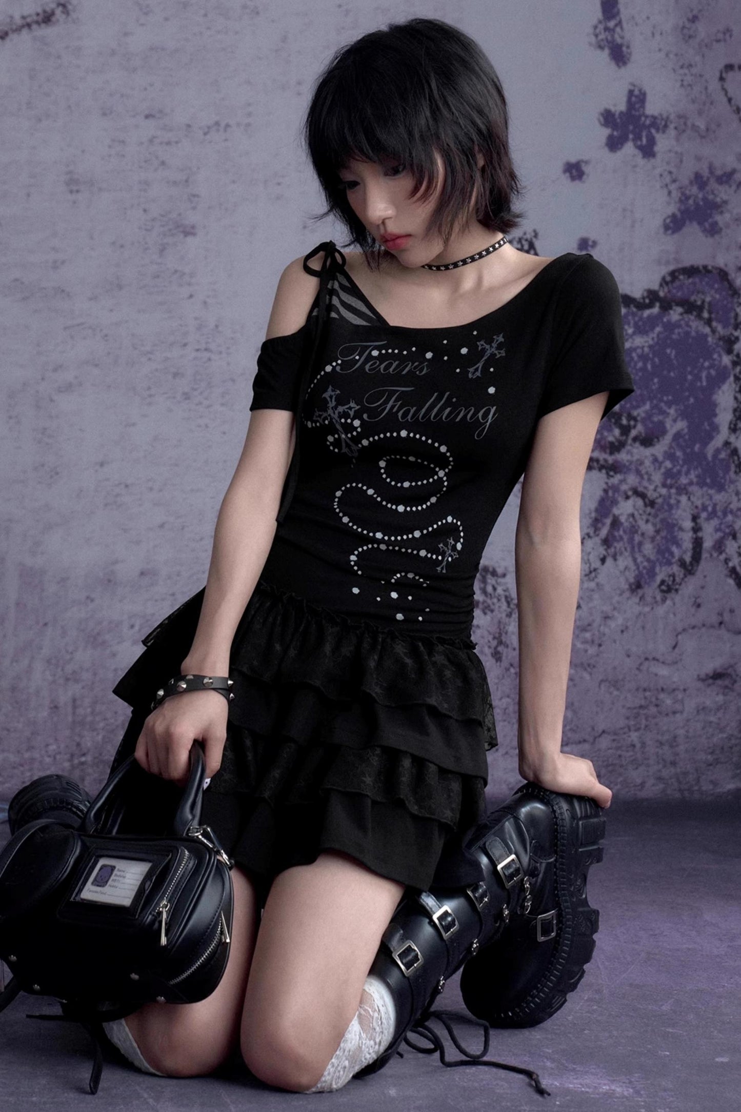 Slash Print Patchwork Dress