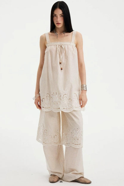 Embroidered Cutout Camisole Set