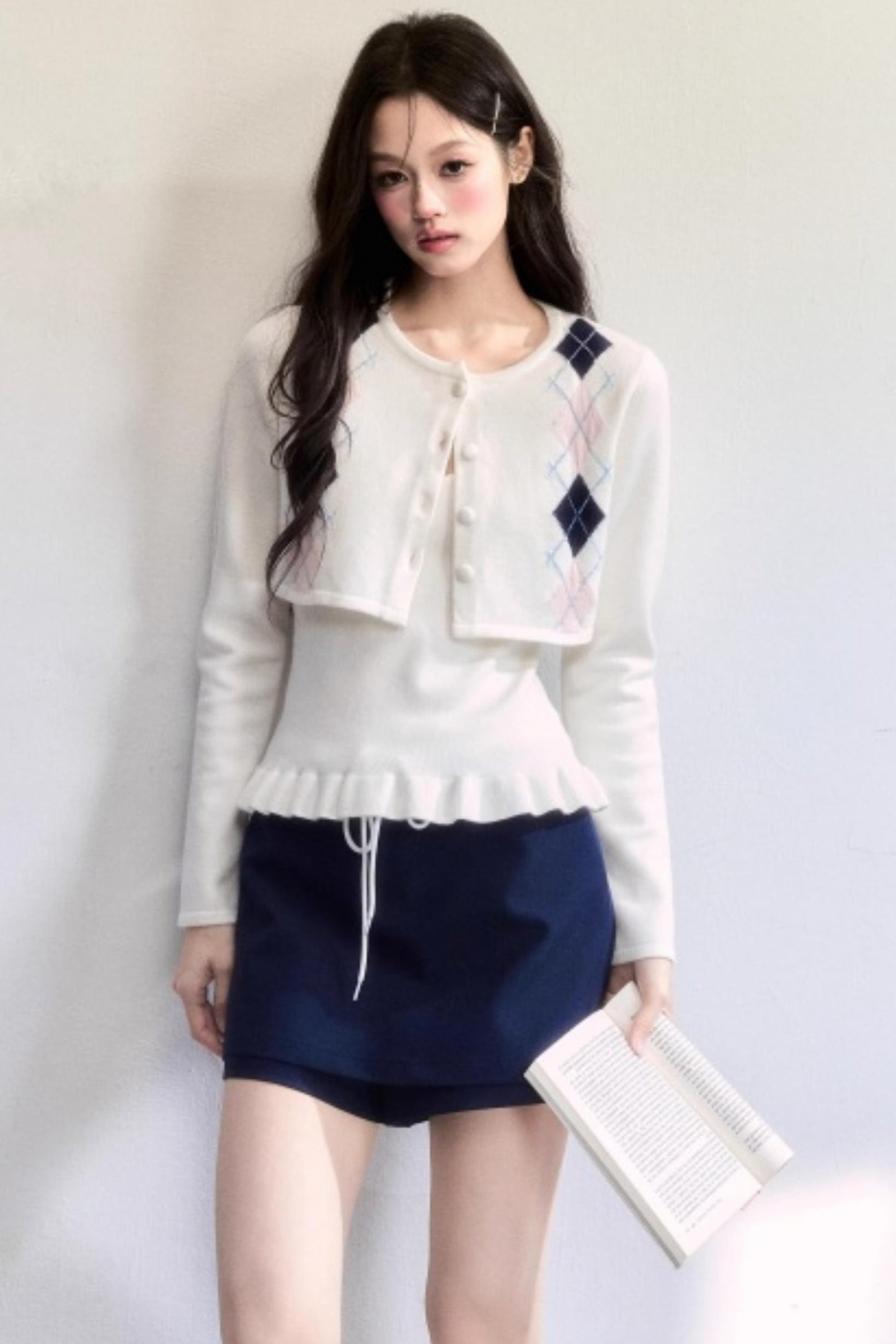 Geometric Quilted Cardigan Set