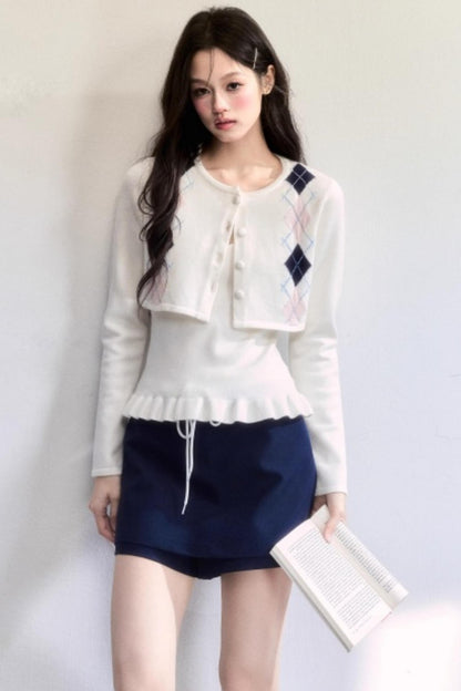 Geometric Quilted Cardigan Set