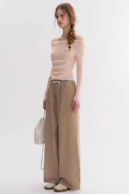 Autumn Contrast Wide-leg Slacks