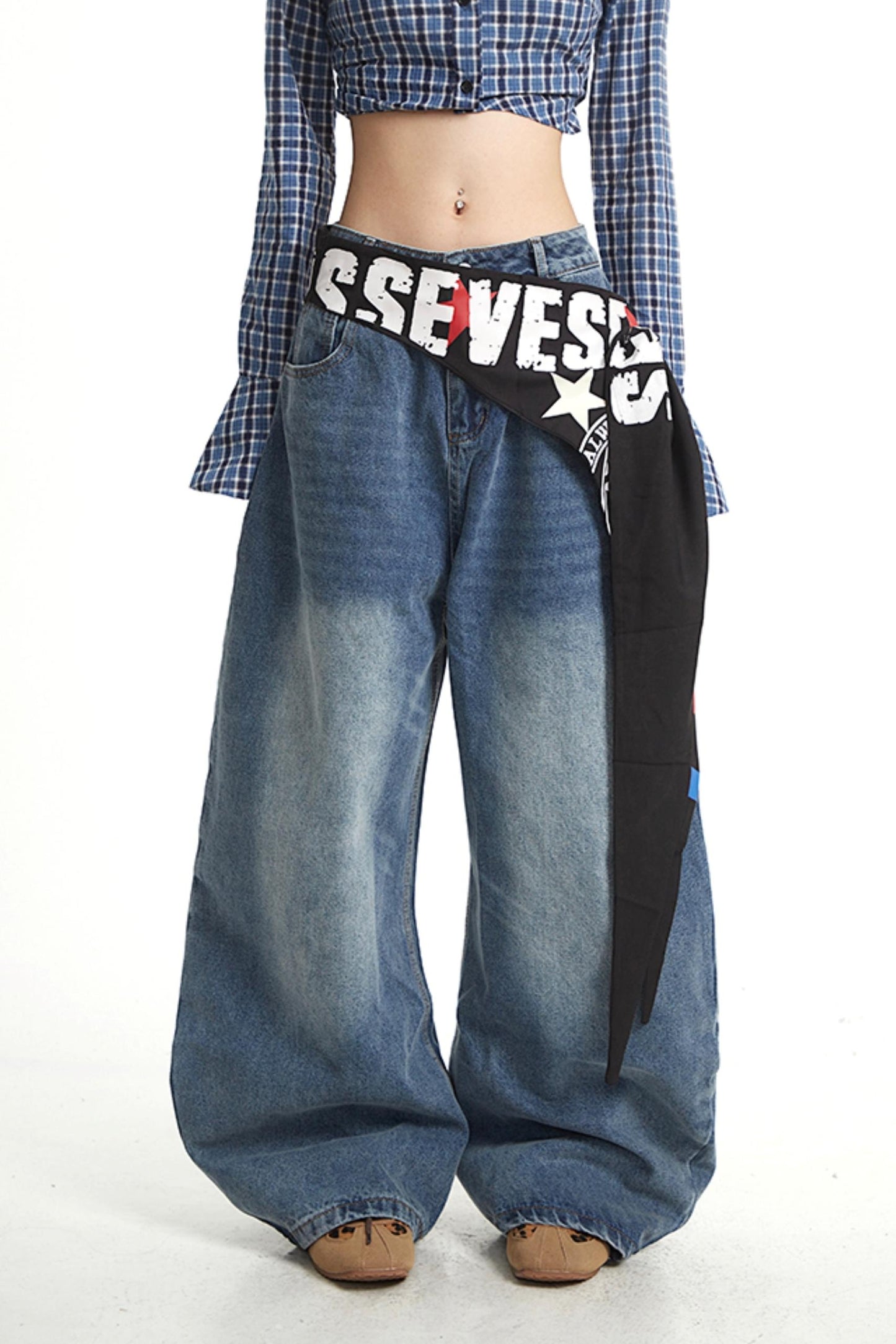 Light Blue Wide-Leg Denim Pants