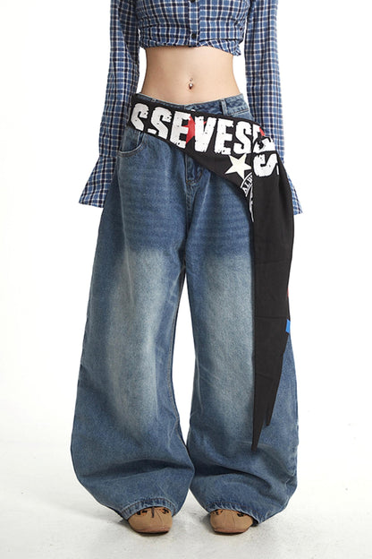 Light Blue Wide-Leg Denim Pants