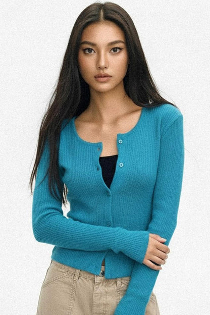 Peacock Blue Crew Neck Sweater