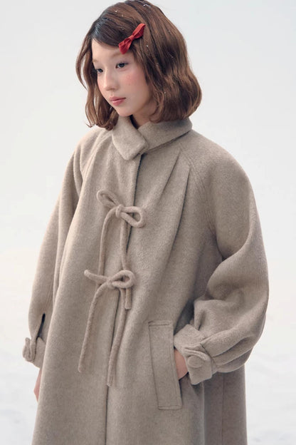 Retro Woolen Bow Coat