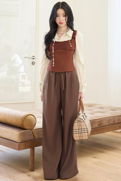 Striped Collar Vest Set-Up