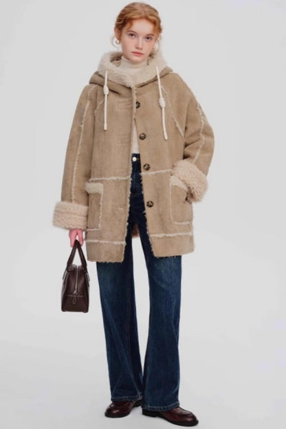 Hooded Suede Wool Jacket