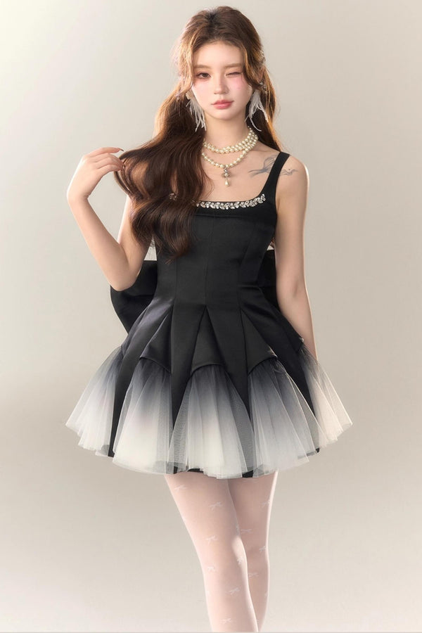 Swan Dance Mesh Panelled Slip Dress