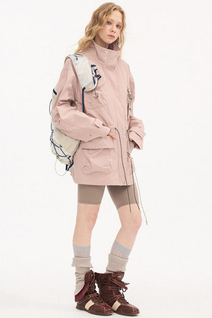 Twisted Pocket Stand Collar Jacket