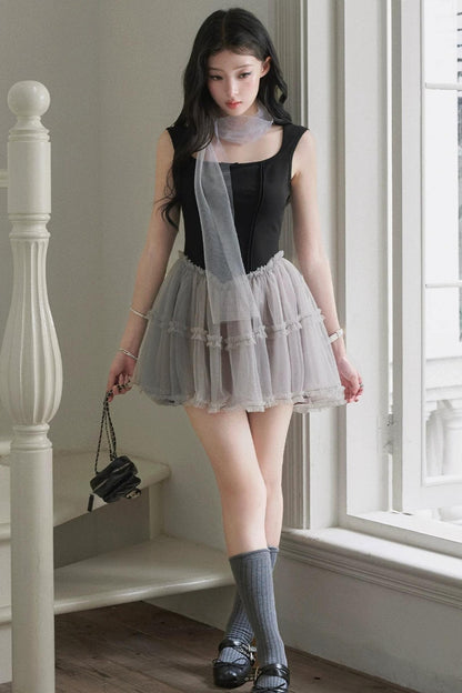 Mesh Patchwork Princess Dress